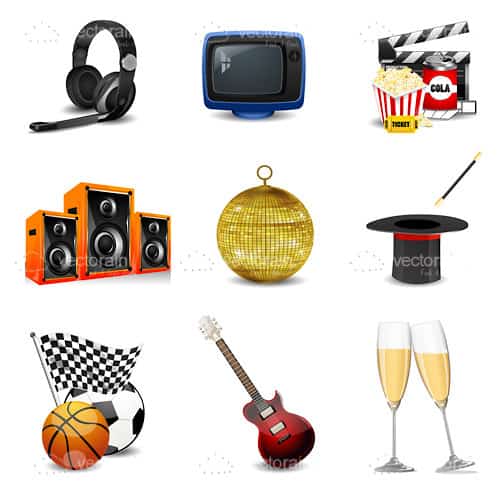 Leisure and Entertainment Icon Set